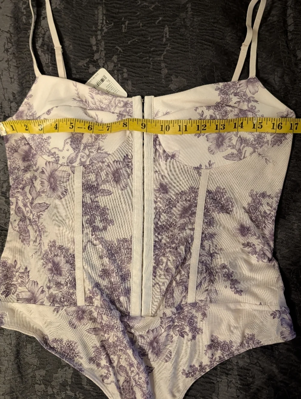 Free People Night Rhythms Printed Mesh Bodysuit in Ivory Combo sz XL